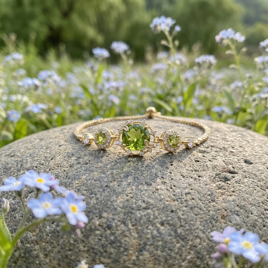 Royal verdant Emerald-Cut Adjustable Gold Bracelet